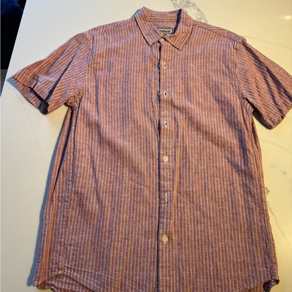 Freeman made in Seattle  Red and White Striped Casual Shirt